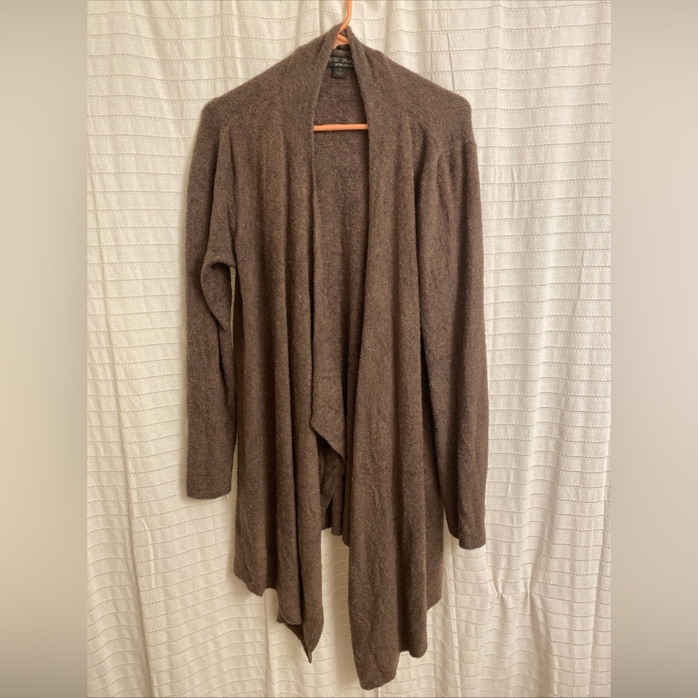 Barefoot Dreams Bamboo Chic Lite Waterfall Drape Cardigan 1X Brown Cozy Warm